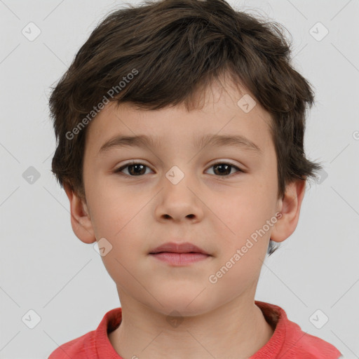 Neutral white child male with short  brown hair and brown eyes