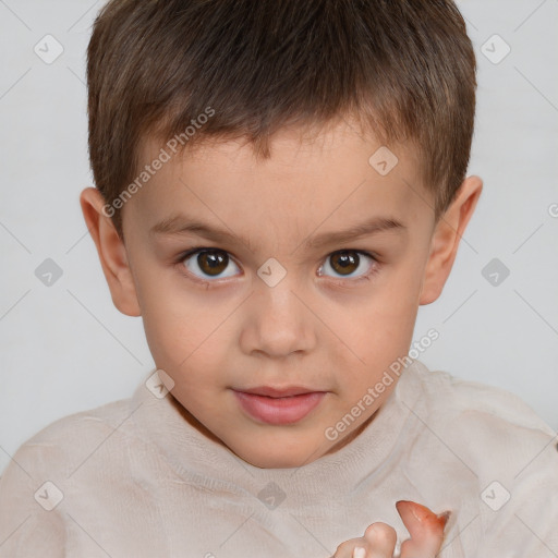 Neutral white child male with short  brown hair and brown eyes