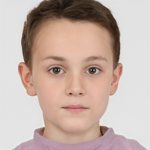 Neutral white child female with short  brown hair and brown eyes