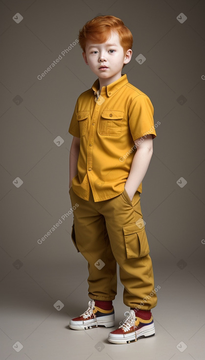 South korean child boy with  ginger hair