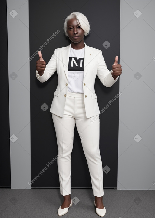 Adult non-binary with  white hair