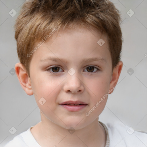 Neutral white child male with short  brown hair and brown eyes