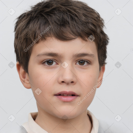 Neutral white child male with short  brown hair and brown eyes