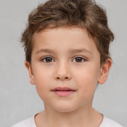 Neutral white child male with short  brown hair and brown eyes