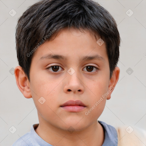 Neutral white child male with short  brown hair and brown eyes