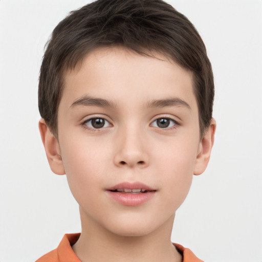 Neutral white child male with short  brown hair and brown eyes