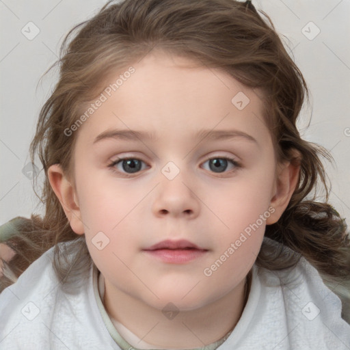 Neutral white child female with medium  brown hair and brown eyes