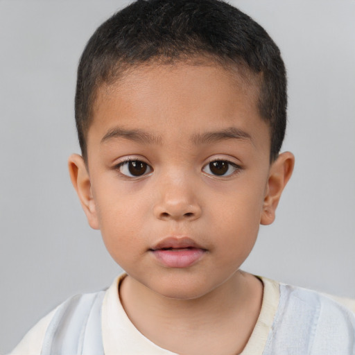 Neutral white child male with short  brown hair and brown eyes