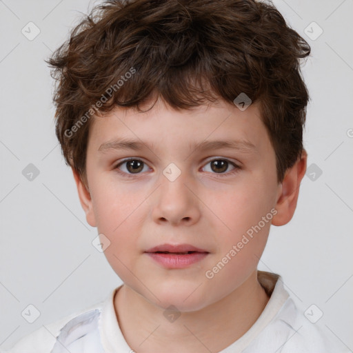 Neutral white child male with short  brown hair and brown eyes