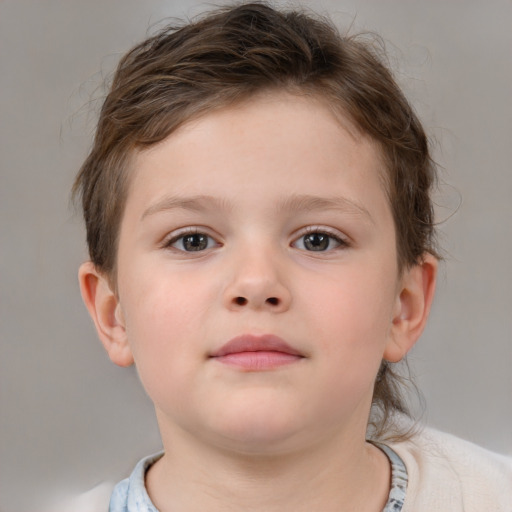 Neutral white child male with medium  brown hair and brown eyes