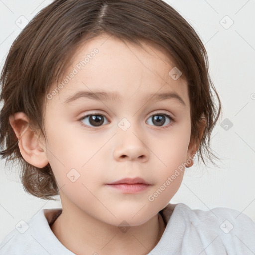 Neutral white child female with medium  brown hair and brown eyes