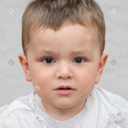 Neutral white child male with short  brown hair and brown eyes