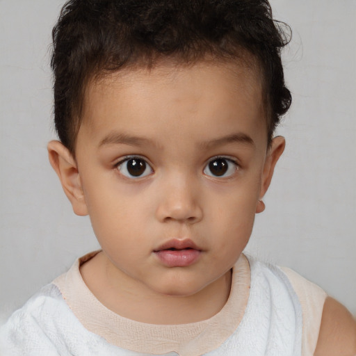 Neutral white child female with short  brown hair and brown eyes