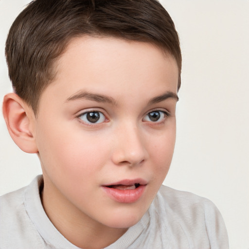 Neutral white child female with short  brown hair and brown eyes