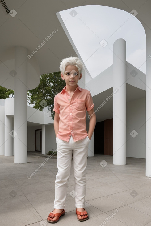 Austrian child boy with  white hair