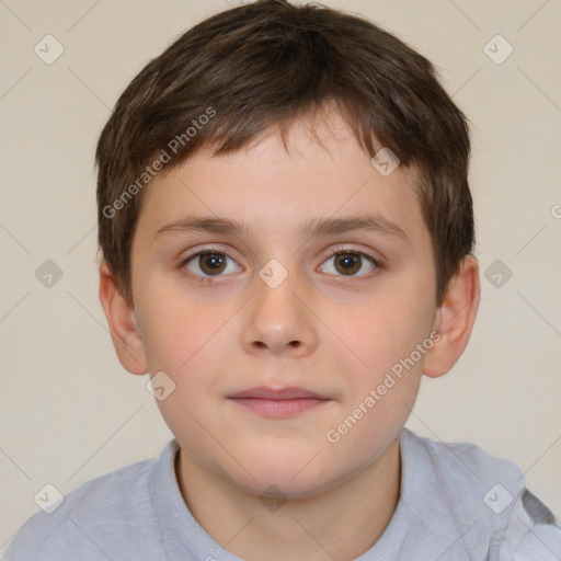 Neutral white child male with short  brown hair and brown eyes