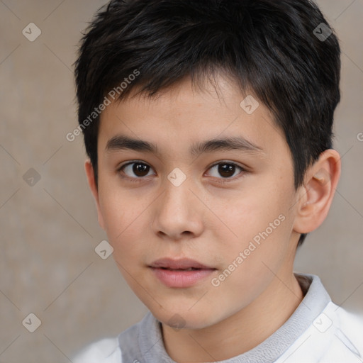 Neutral white child male with short  brown hair and brown eyes