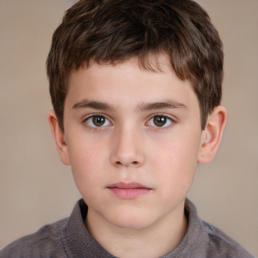 Neutral white child male with short  brown hair and brown eyes