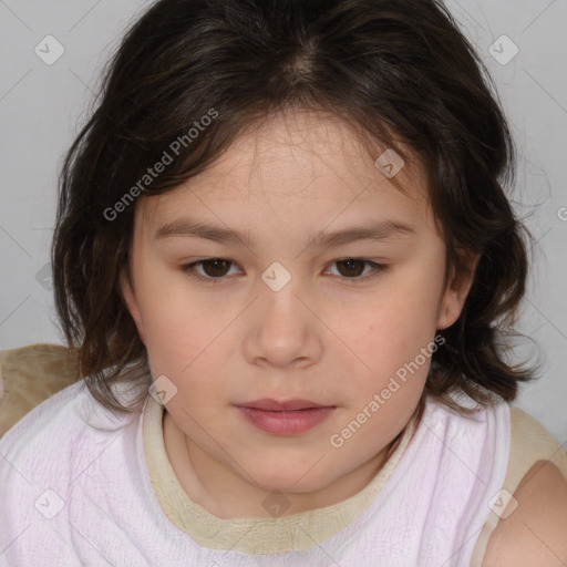 Neutral white child female with medium  brown hair and brown eyes