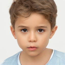 Neutral white child male with short  brown hair and brown eyes