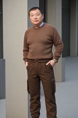 Chinese middle-aged male with  brown hair