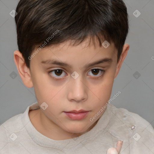 Neutral white child male with short  brown hair and brown eyes