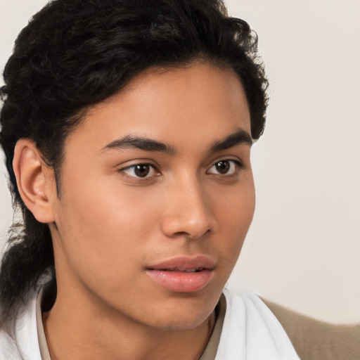 Neutral latino young-adult male with short  brown hair and brown eyes