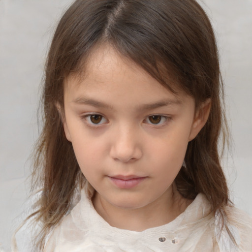 Neutral white child female with medium  brown hair and brown eyes