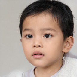 Neutral asian child male with medium  brown hair and brown eyes