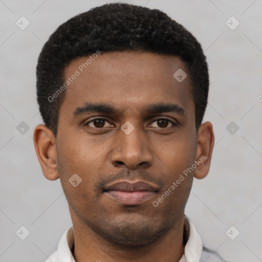 Neutral latino young-adult male with short  brown hair and brown eyes