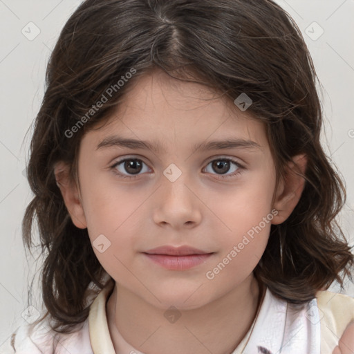 Neutral white child female with medium  brown hair and brown eyes