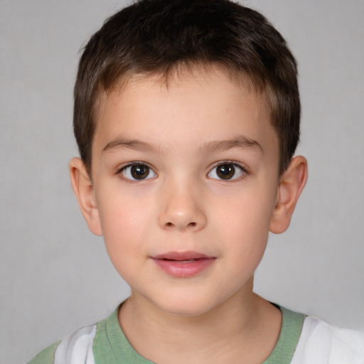 Neutral white child male with short  brown hair and brown eyes