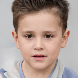 Neutral white child male with short  brown hair and brown eyes