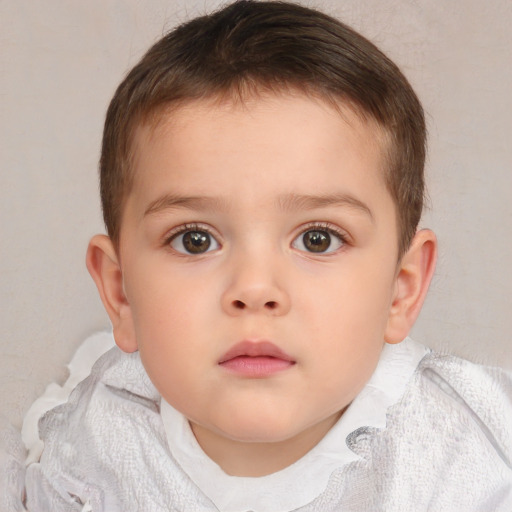 Neutral white child male with short  brown hair and brown eyes
