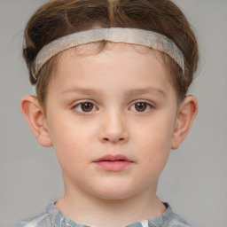 Neutral white child female with short  brown hair and brown eyes