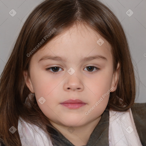 Neutral white child female with medium  brown hair and brown eyes