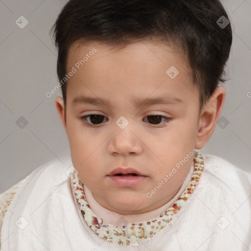 Neutral white child male with short  brown hair and brown eyes