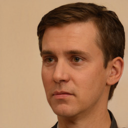 Neutral white adult male with short  brown hair and brown eyes