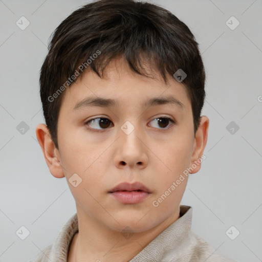 Neutral asian child female with short  brown hair and brown eyes