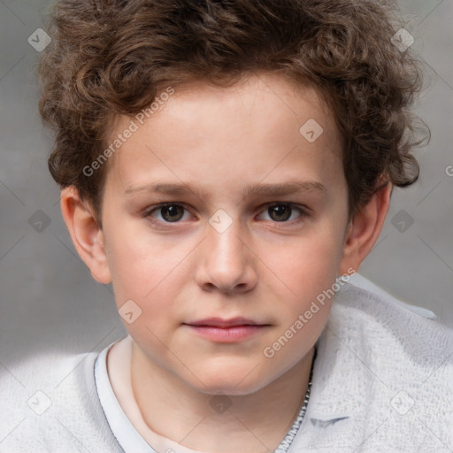 Neutral white child male with short  brown hair and brown eyes