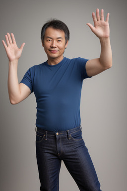 Chinese 45 years male with  brown hair