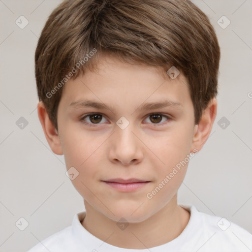 Neutral white child male with short  brown hair and brown eyes