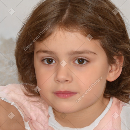 Neutral white child female with medium  brown hair and brown eyes