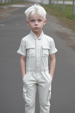 Russian child boy with  white hair