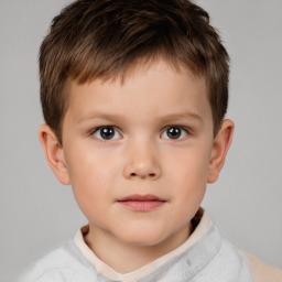 Neutral white child male with short  brown hair and brown eyes