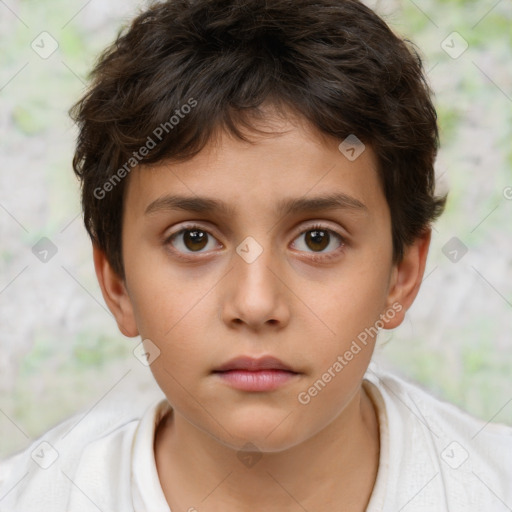 Neutral white child male with short  brown hair and brown eyes