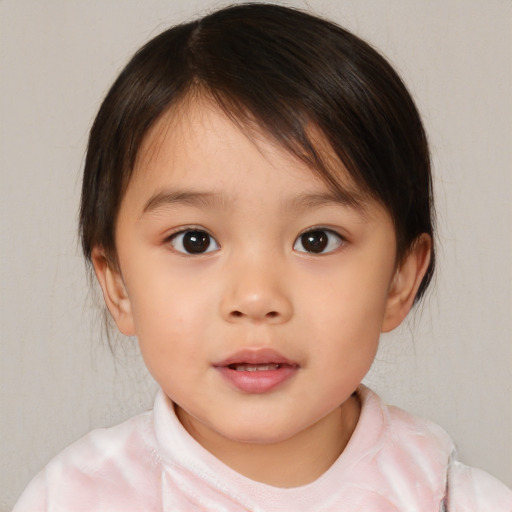 Neutral white child female with medium  brown hair and brown eyes