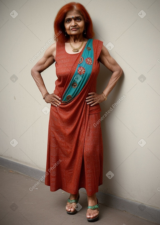 Indian elderly female with  ginger hair