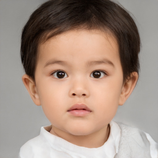 Neutral white child male with short  brown hair and brown eyes