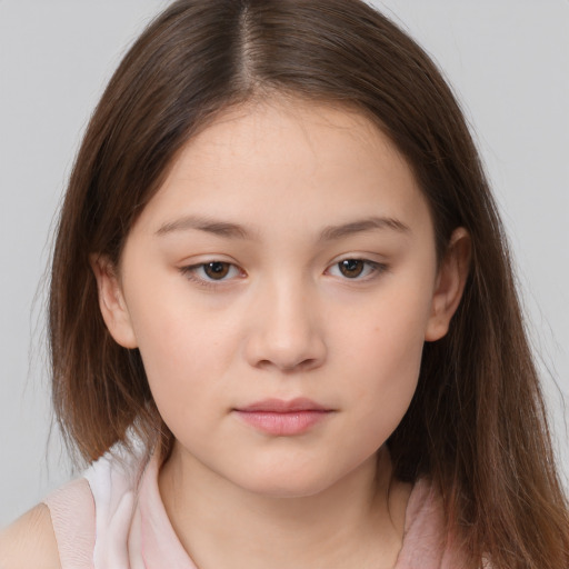 Neutral white child female with medium  brown hair and brown eyes